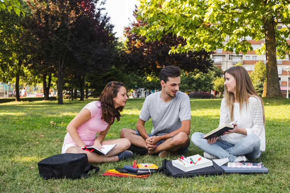 young-teenagers-studying-lawn
